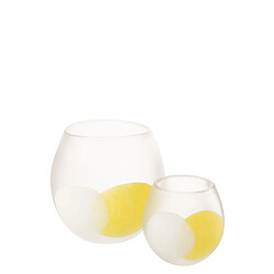 Paris Prix Photophore en Verre Amos 14cm Blanc & Jaune