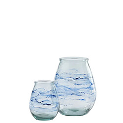Paris Prix Photophore Design en Verre Vague 35cm Bleu