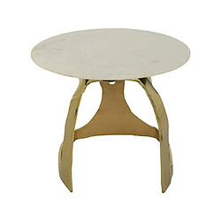 Mes Table d'appoint ronde 51x38 cm en pierre et aluminium doré