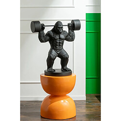 Paris Prix Statue Gorille en Résine Haltérophilie 62cm Noir pas cher