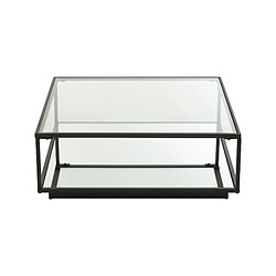 Avis Mes Table basse carrée 80x36 cm en verre et métal noir - LUKA