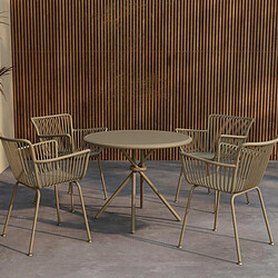Avis Paris Prix Ensemble Table de Jardin & 4 Chaises Sifnos 90cm Beige