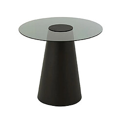 Mes Table d'appoint ronde 60x50 cm en verre fumé et métal noir
