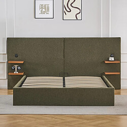 Paris Prix Lit Coffre Avec Tablettes & USB Mike 160x200cm Vert