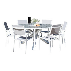 Paris Prix Ensemble Table de Jardin & 6 Chaises Parma 140cm Gris