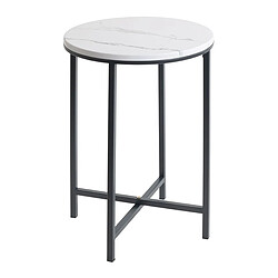 Paris Prix Table d'Appoint Ronde Effet Marbre Alba 53cm Noir