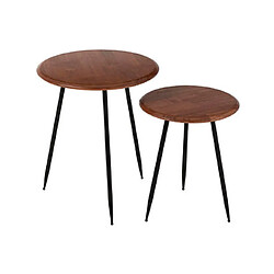 Mes Lot de 2 tables d'appoint rondes 40 et 50 cm en bois et métal - JUNDRO