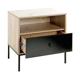 Paris Prix Table de Chevet 1 Tiroir Rito 60cm Naturel & Noir