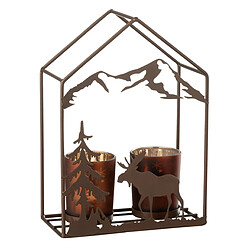 Paris Prix Photophore Maison en Métal Chalet 22cm Marron
