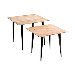 Avis Mes Table basse carrée 55x55x46 cm en bois d'acacia et acier - YOMA