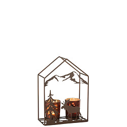 Paris Prix Photophore Maison en Métal Chalet 22cm Marron