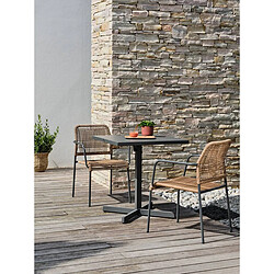 Avis Paris Prix Ensemble Table de jardin & 2 Fauteuils Louise & Marceau 74cm Anthracite & Marron