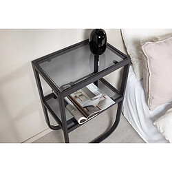 Paris Prix Table de Chevet en Verre Rocker 70cm Noir