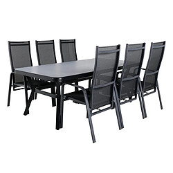 Paris Prix Ensemble Table de Jardin & 6 Chaises Virya & Copacabana 200cm Noir