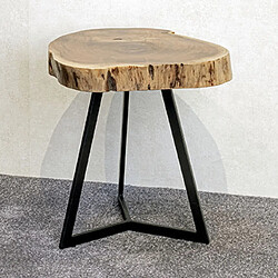 Mes Table d'appoint rondelle de bois 45x45x50 cm en acacia et acier