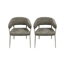Mes Lot de 2 fauteuils repas 55x55x78 cm en tissu taupe - EKYO