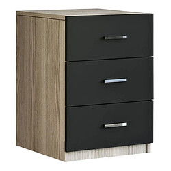 Paris Prix Table de Chevet 3 Tiroirs Pearlie 61cm Naturel & Noir
