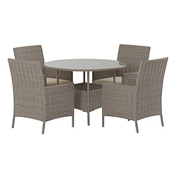 Paris Prix Ensemble Table de Jardin & 4 Fauteuils Lefkas 110cm Marron