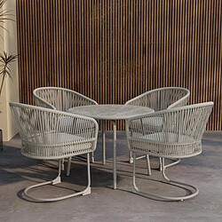 Avis Paris Prix Ensemble Table de Jardin & 4 Chaises Tilos 90cm Gris