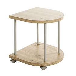Paris Prix Table d'Appoint Design à Roulettes Ilona 45cm Naturel & Gris