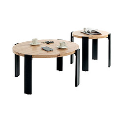 Acheter Mes Table basse ronde 42x75 cm en bois et acier - KAEL