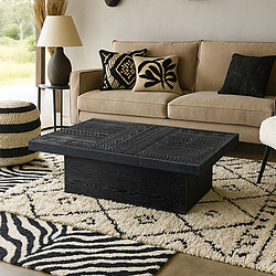 Acheter Paris Prix Table Basse 2 Tiroirs Ethnique 120cm Noir