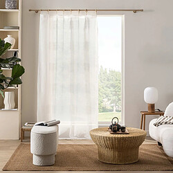 Douceur D'Interieur Rideau Voilage à Œillets en Bois Dalton 140x240cm Blanc pas cher