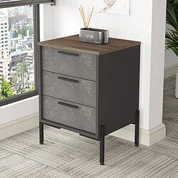 Paris Prix Table de Chevet 3 Tiroirs Nikki 70cm Gris