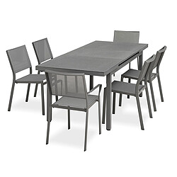 Paris Prix Ensemble Table de Jardin Extensible & 6 Assises Dania & Stockholm 160-210cm Anthracite