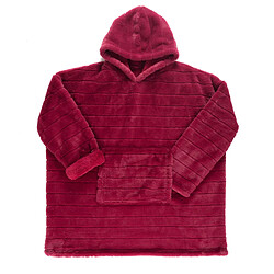 Paris Prix Sweat Plaid à Capuche Imitation Fourrure 118cm Rouge