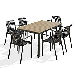 Paris Prix Ensemble Table de Jardin & 6 Fauteuils Boston & Tiago 150cm Gris Anthracite
