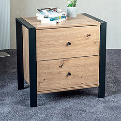 Mes Chevet 2 tiroirs 60x42x60 cm en bois et acier - TRIAK