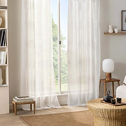 Acheter Douceur D'Interieur Rideau Voilage à Œillets en Bois Dalton 140x240cm Blanc