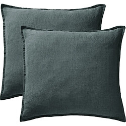 Lot de 2 taies d'oreiller "Soline" 60 x 60 cm & 50 x 70 cm "Lin lavé" l'Effet Papillon