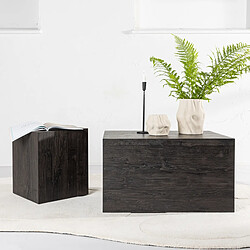 Avis Paris Prix Lot de 2 Tables Basses Effet Bois York 80cm Marron Foncé