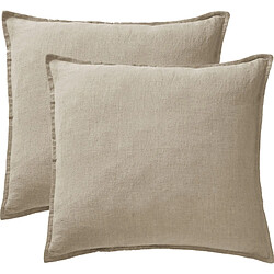 Lot de 2 taies d'oreiller "Soline" 60 x 60 cm & 50 x 70 cm "Lin lavé" l'Effet Papillon