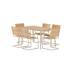 Avis Paris Prix Ensemble Table de Jardin & 6 Chaises Holmsund 150cm Naturel