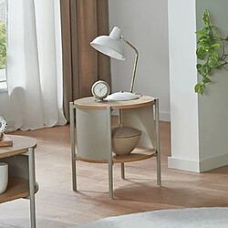 Mes Table d'appoint double plateau 44x44 cm en bois et métal beige - ERZKA