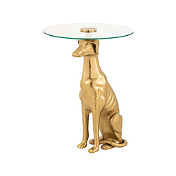 Mes Table d'appoint ronde chien 46x58 cm en aluminium doré