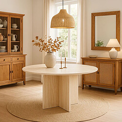 Acheter Paris Prix Table à Manger Effet Travertin Mindy 120cm Beige