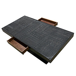 Avis Paris Prix Table Basse 2 Tiroirs Ethnique 120cm Noir