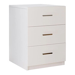 Paris Prix Table de Chevet 3 Tiroirs Pearlie 61cm Blanc