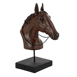 Paris Prix Tête de Cheval sur Socle Ronny 29cm Marron Foncé