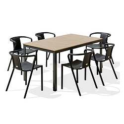 Paris Prix Ensemble Table de Jardin & 6 Fauteuils Boston & Diego 150cm Gris Anthracite