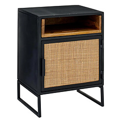 Paris Prix Table de Chevet Avec Porte Rickey 59cm Noir & Naturel