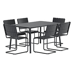Paris Prix Ensemble Table de Jardin & 6 Chaises Holmsund 150cm Noir