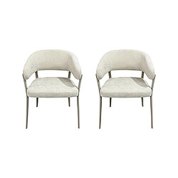 Mes Lot de 2 fauteuils repas 55x55x78 cm en tissu beige - EKYO