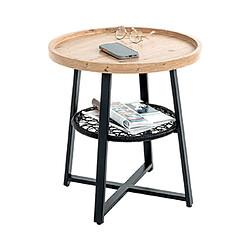 Mes Table basse ronde 55x50 cm bois et acier - KAEL