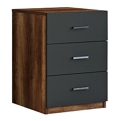 Paris Prix Table de Chevet 3 Tiroirs Pearlie 61cm Marron & Anthracite