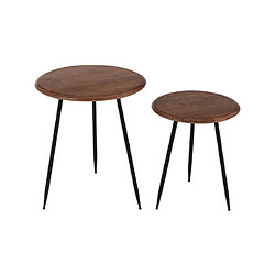 Mes Lot de 2 tables d'appoint rondes 40 et 50 cm en bois et métal - JUNDRO